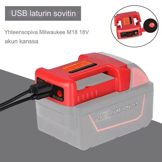 Milwaukee yhteensopiva USB A ja C sovitin