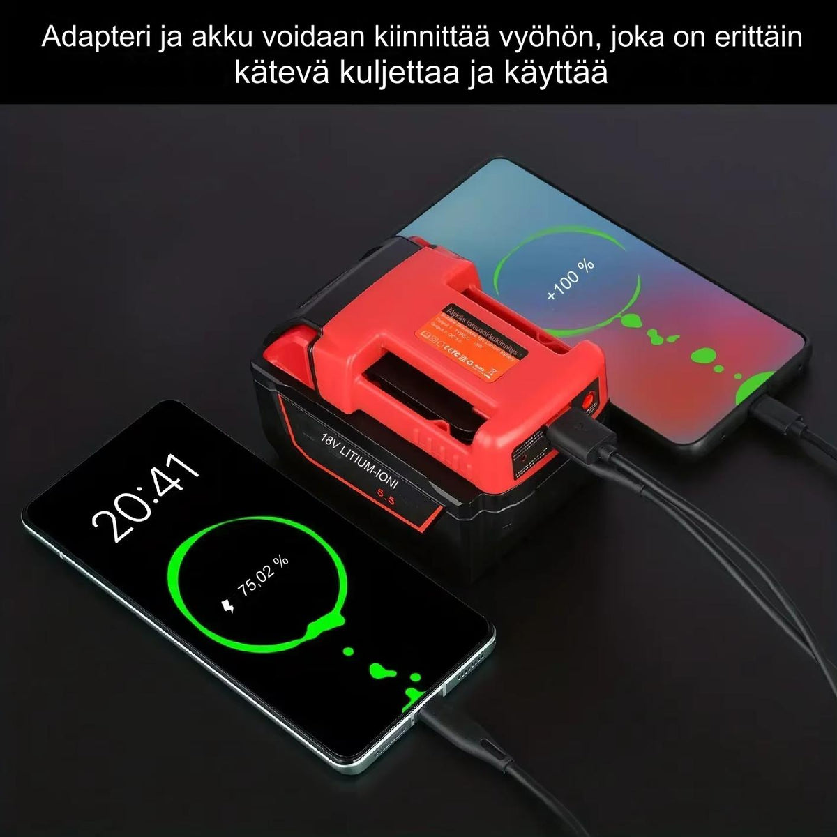 Milwaukee yhteensopiva USB A ja C sovitin