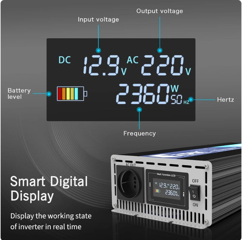 FDIK 12V Siniaaltoinvertteri 2200W/5000W