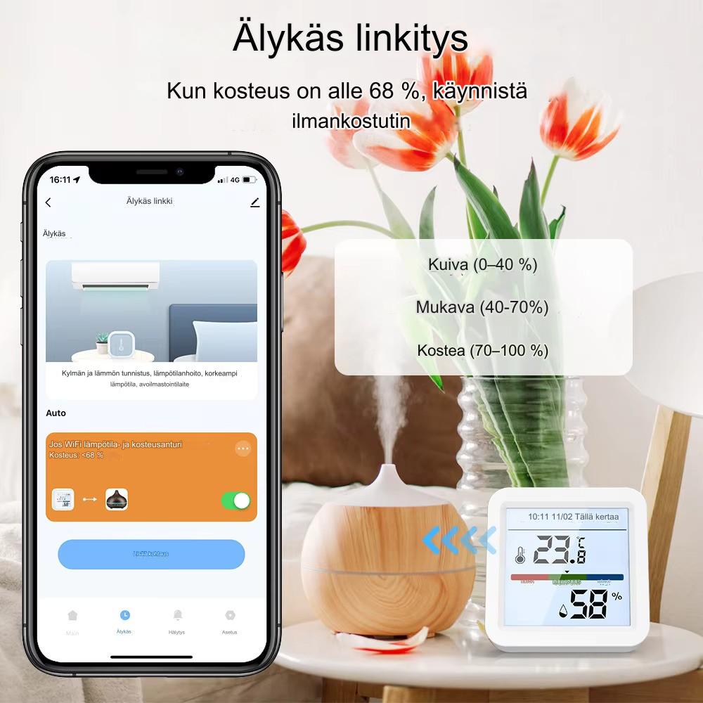Älykäs Lämpötila- ja Kosteusmittari Zigbee