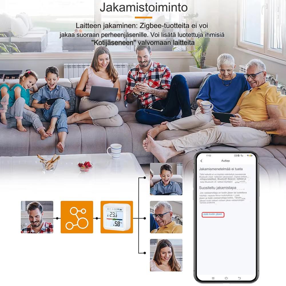 Älykäs Lämpötila- ja Kosteusmittari Zigbee