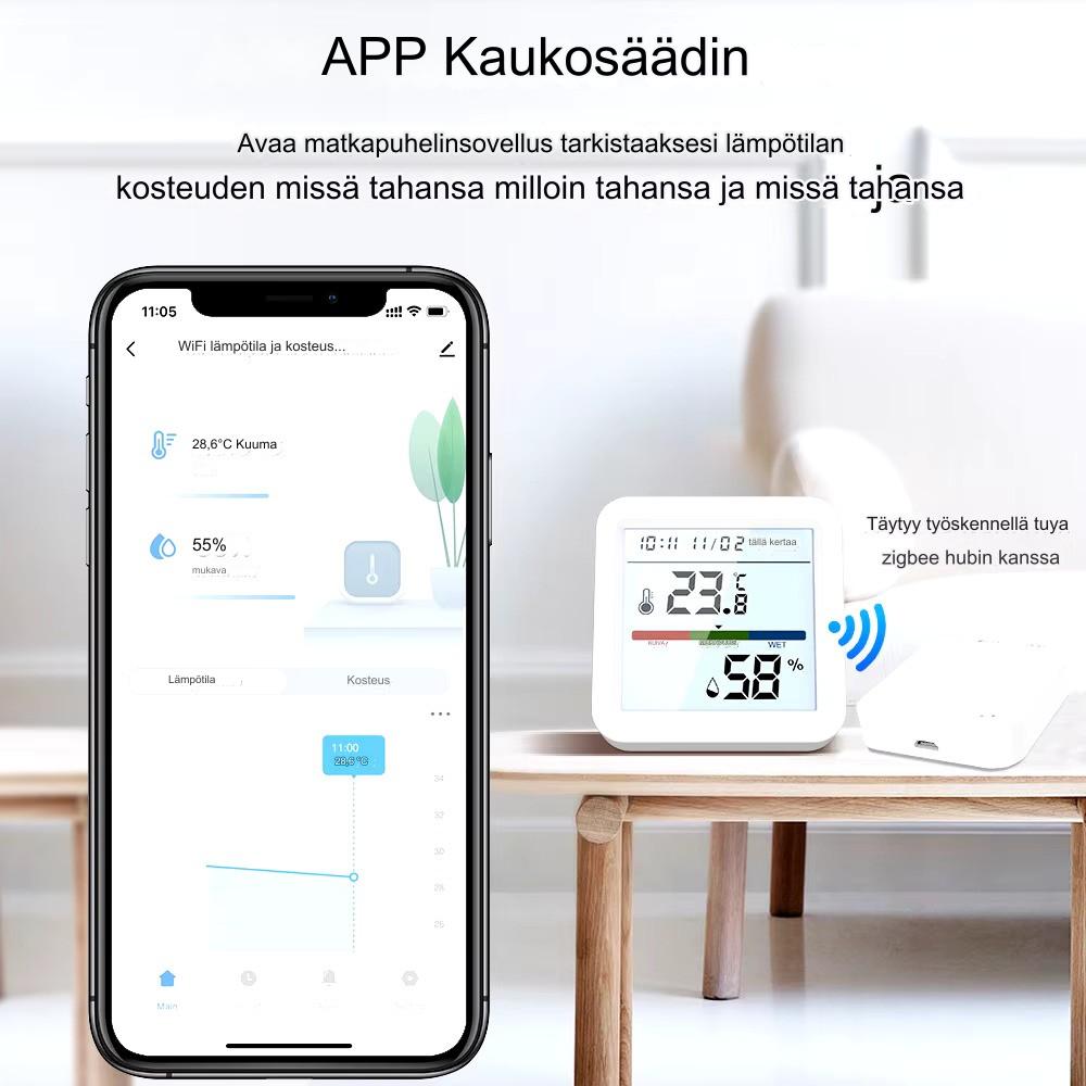 Älykäs Lämpötila- ja Kosteusmittari Zigbee